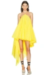 Jacquemus Courte Asymmetric Cotton-blend Crepon Halterneck Dress In Yellow