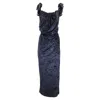 Jacquemus La Robe Velours Le Chouchou Long Asymetric Draped Dress In Navy Blue Velvet In Blue