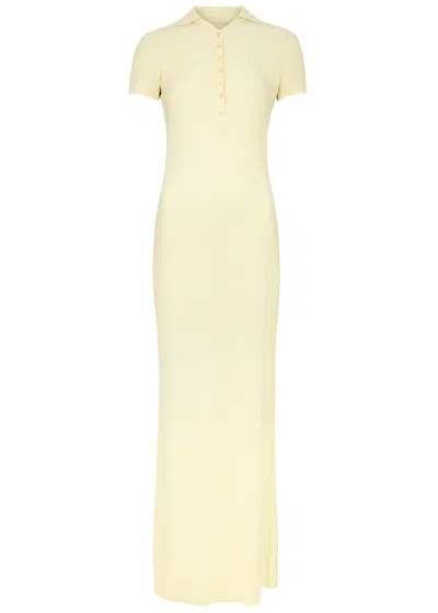 Jacquemus La Robe Yauco Knitted Polo Maxi Dress In Yellow