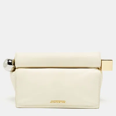 Pre-owned Jacquemus La Rond Carré Ivory Leather Clutch In White