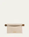 Jacquemus Womens The Rond Carré Cotton-linen Clutch Bag Light Greige In Gray