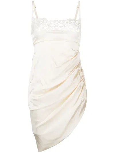 Jacquemus Embroidered Mini Dress Lace Detailing In Cream