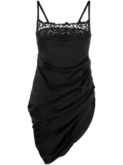 Jacquemus Asymmetric Lingerie Dress In Black
