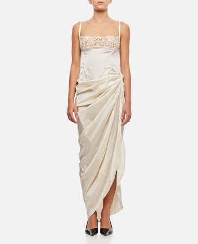 Jacquemus Off-white Les Sculptures 'la Saudade Longue Brodée' Maxi Dress In Cream