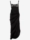 Jacquemus Saudade Asymmetric Midi Dress In Black