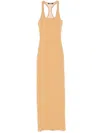 Jacquemus Maxi Racerback Dress Textured Fabric In Brown