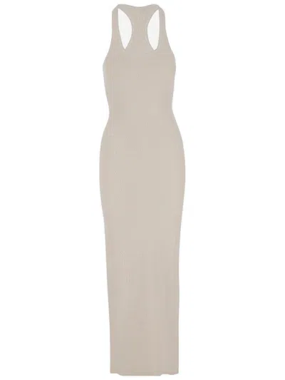 Jacquemus Maxi Racerback Dress Textured Fabric In Beige