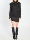 Jacquemus Knee-length Turtleneck Dress With Draped Side Seams In Black