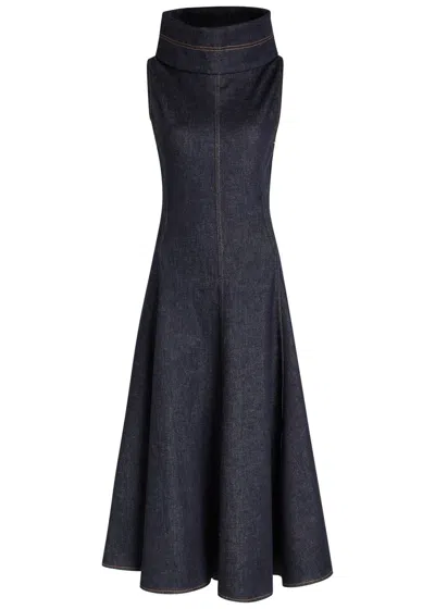 Jacquemus The Triangle De-nîmes Denim Dress In Blue