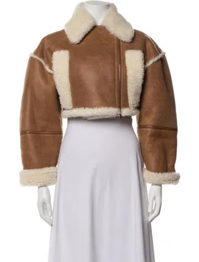 Pre-owned Jacquemus La Vest Paiou Lamb Fur Bomber Jacket In Brown