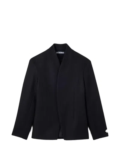 Jacquemus Bastide Longline Blazer Single Breasted In Black