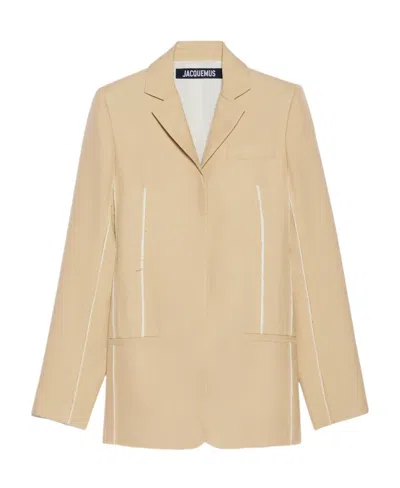 Jacquemus La Veste Caraco Inside-out Blazer In Nude