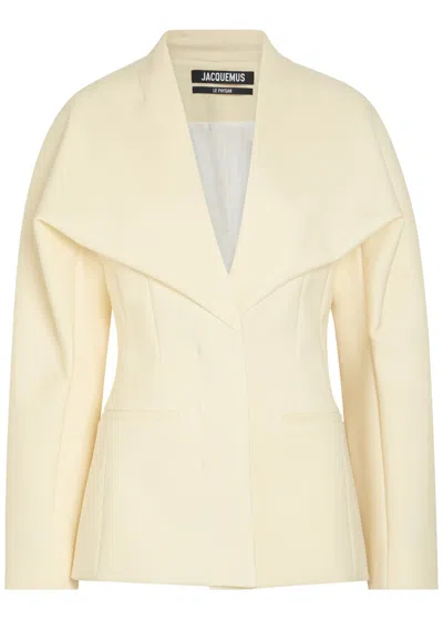 Jacquemus La Veste Chale Crepe Blazer In Yellow