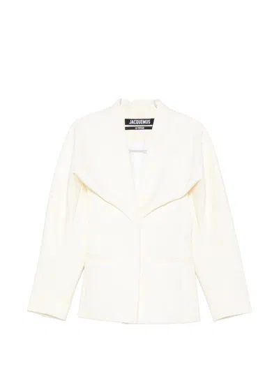 Jacquemus La Veste Chale Wool Blend Jacket In White