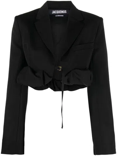 Jacquemus La Veste Croissand Cropped Jacket In Black