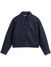 Jacquemus Collared Zip-up Denim Jacket In Blau
