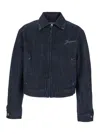 Jacquemus La Veste De-nimes Canevas Blue Jacket With Classic Collar And Logo Lettering On The Front In Denim M In Blue