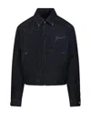 Jacquemus La Veste De-nimes Canevas Blue Jacket With Classic Collar And Logo Lettering On The Front In Denim M In Blue