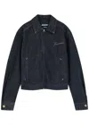 Jacquemus Dark Indigo Denim Jacket With Front Zipper And Logo In Blue
