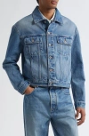 Jacquemus Vintage Light Wash Cropped Denim Jacket In Blue