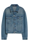 Jacquemus Vintage Light Wash Cropped Denim Jacket In Blue/tabac