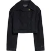 Shop Jacquemus La Veste De-nîmes Marino Crop Denim Jacket In Dark Navy