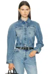 Jacquemus Classic Cotton Denim Jacket With Tailored Hem And Chest Pockets In Blue