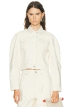 Jacquemus Cropped Denim Jacket Flap Pockets In White