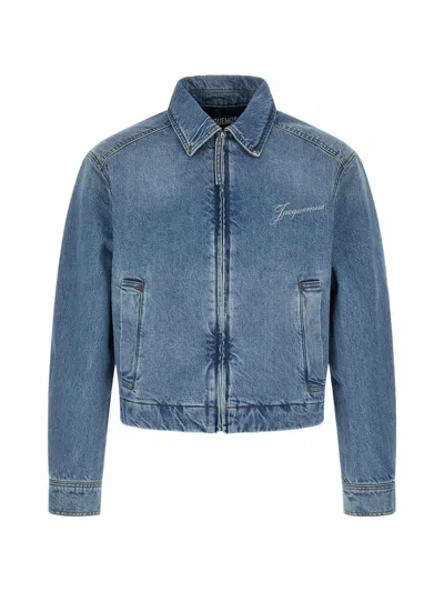 Jacquemus Blue Tabac La Veste De-nimes Canevas Jacket In Animal Print