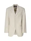 Jacquemus Oversized Linen Blazer In Beige