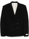 Jacquemus Double-breasted Jacket Featuring Shoulder Pads In Black