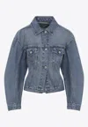 Jacquemus Classic Cotton Denim Jacket With Tailored Hem And Chest Pockets In Blue
