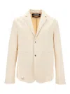 JACQUEMUS JACQUEMUS LA VESTE JEAN BEIGE SINGLE-BREASTED JACKET WITH D RING DETAIL IN COTTON AND LINEN MAN