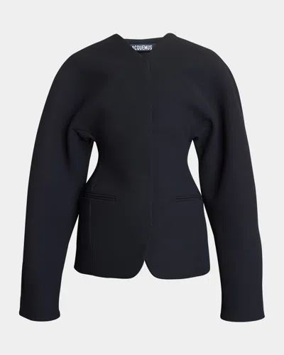 Jacquemus La Veste Ovalo Tailored Overcoat In Black