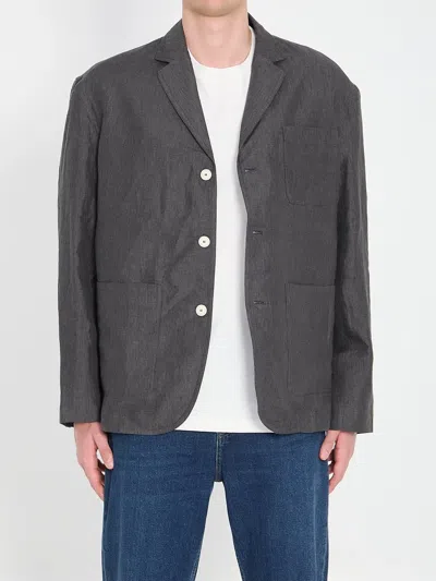 Jacquemus La Veste Pastro In Linen In Black
