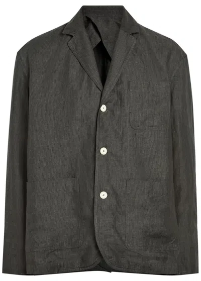 Jacquemus La Veste Pastro Striped Linen Jacket In Gray
