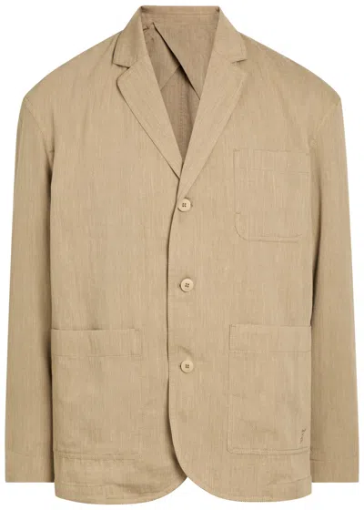 Jacquemus La Veste Pastro Striped Linen Jacket In Neutral