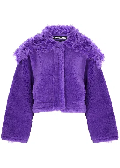 Jacquemus La Veste Piloni Shearling Jacket In Purple