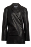 Jacquemus Tibau Double-breasted Leather Jacket In Black