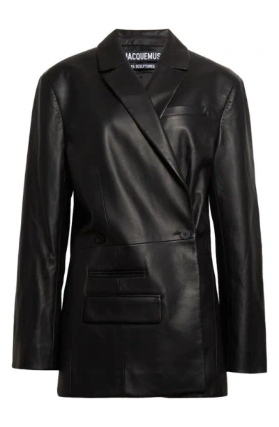 JACQUEMUS LA VESTE TIBAU ASYMMETRIC LEATHER BLAZER