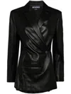 Jacquemus Tibau Double-breasted Leather Jacket In Black