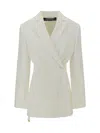 Jacquemus Tibau Crossover Double-breasted Blazer In White