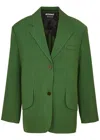 Jacquemus Titolo Striped Jacquard Single-breasted Oversized Blazer Jacket In Dark Green