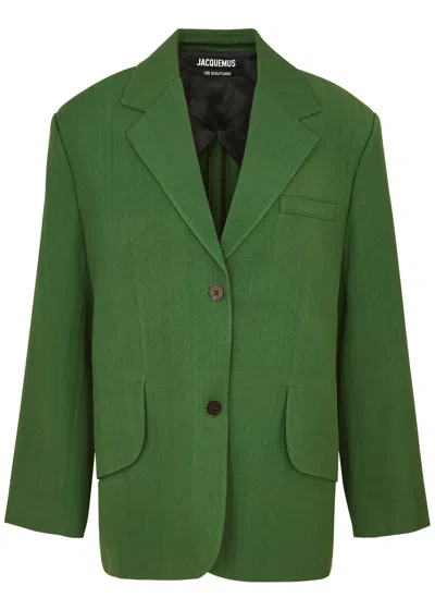 Jacquemus La Waistcoate Titolo Blazer In Dark Green