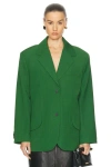 Jacquemus Titolo Striped Jacquard Single-breasted Oversized Blazer Jacket In Dark Green
