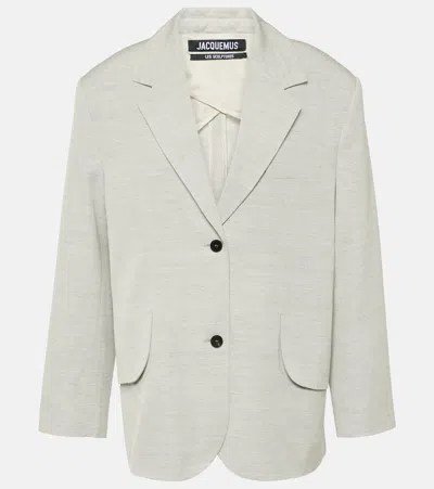 Jacquemus La Veste Titolo Oversized Blazer In Light Grey