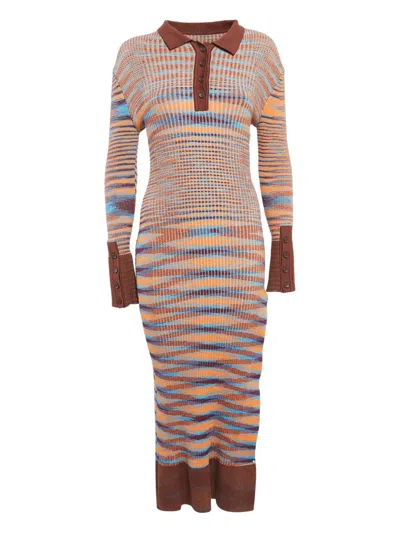 Pre-owned Jacquemus La Zucca Striped Midi Dress In Brown