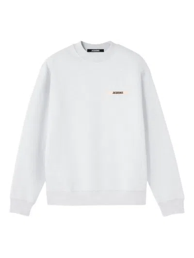 Jacquemus Pure Cotton Crewneck Sweatshirt With Applied Contrast Logo In Gray