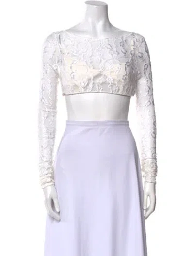 Pre-owned Jacquemus Lace Pattern Bateau Neckline Crop Top W/ Tags In Neutral