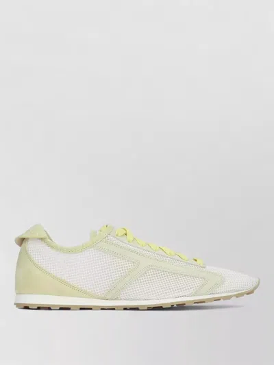 Jacquemus Lace Up Low Top Mesh Sneakers Rubber Sole In Yellow